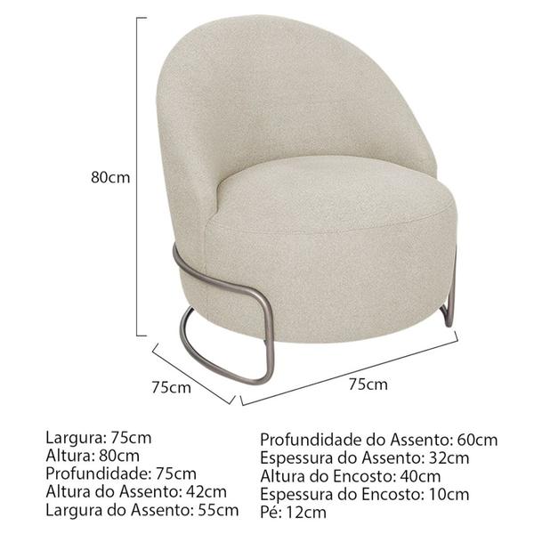 Imagem de Kit 02 Poltronas Luxo Decorativa Tulipa Linho Bege - Amarena Móveis