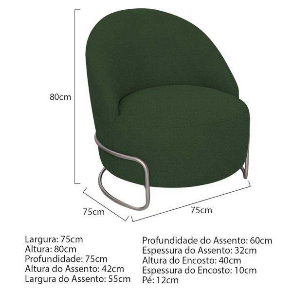 Imagem de Kit 02 Poltronas Luxo Decorativa Tulipa Linho Verde - Amarena Móveis