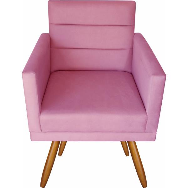 Imagem de Kit 02 Poltronas Luxo Decorativas Nina E Puff Suede Rose