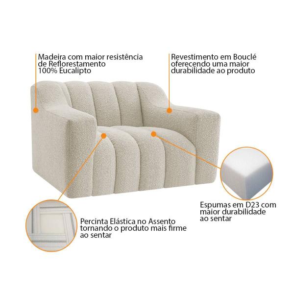 Imagem de Kit 02 Poltronas Luxo recepção Sala Elegance Bouclé