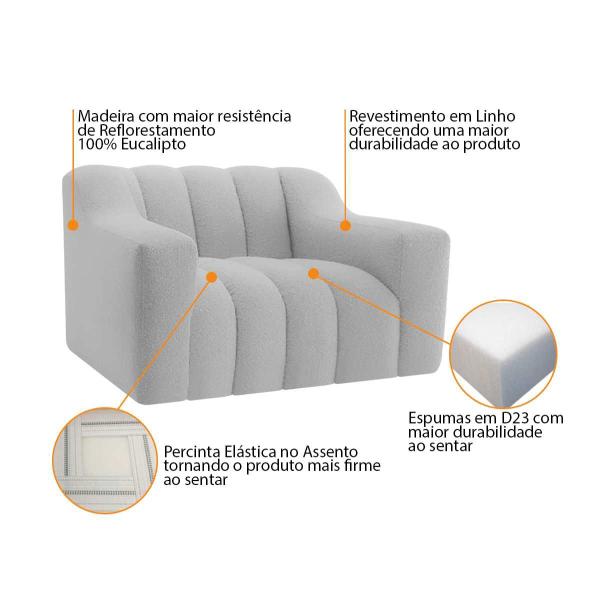 Imagem de Kit 02 Poltronas Luxo recepção Sala Elegance Linho