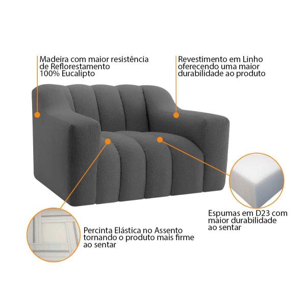 Imagem de Kit 02 Poltronas Luxo recepção Sala Elegance Linho