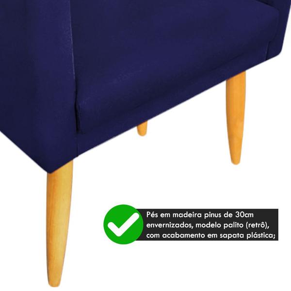 Imagem de Kit 02 Poltronas Maitê Suede Azul Marinho para Decoração - 2M Decor