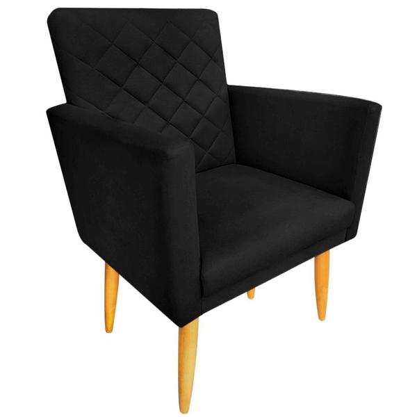 Imagem de Kit 02 Poltronas Maitê Suede Preto pés palito - 2M Decor