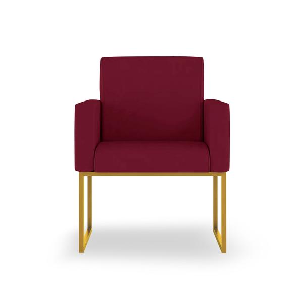 Imagem de Kit 02 Poltronas Moderna cor Marsala - Base de Ferro Dourado