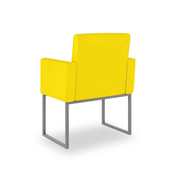 Imagem de Kit 02 Poltronas Moderna/salão cor Amarelo - Base Ferro Cinza