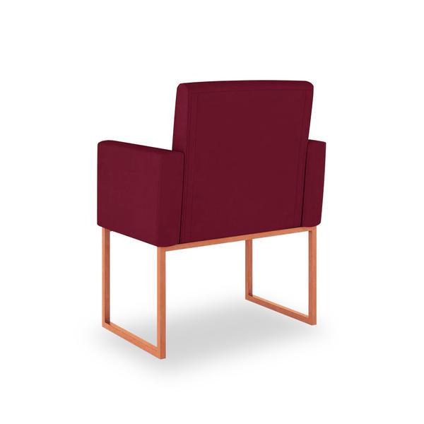 Imagem de Kit 02 Poltronas Moderna salão cor Marsala - Base Ferro Rosé