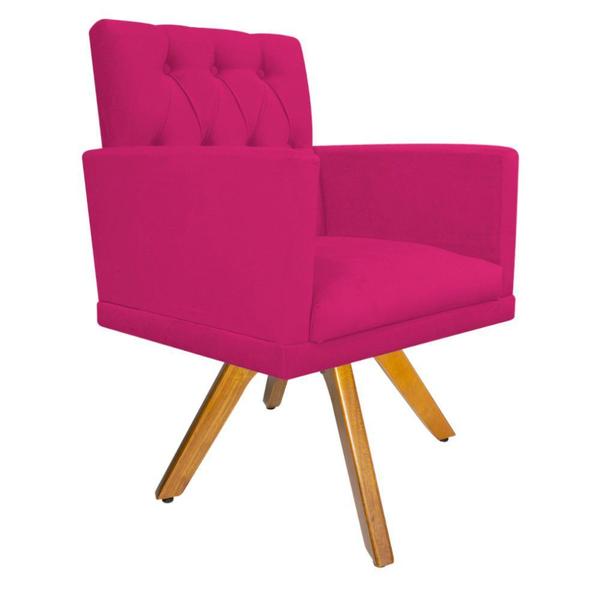 kit 02 Poltronas Nanda Base Giratória de Madeira Suede Pink - KDAcanto Móveis Imagem de kit 02 Poltronas Nanda Base Giratória de Madeira Suede Pink - KDAcanto Móveis