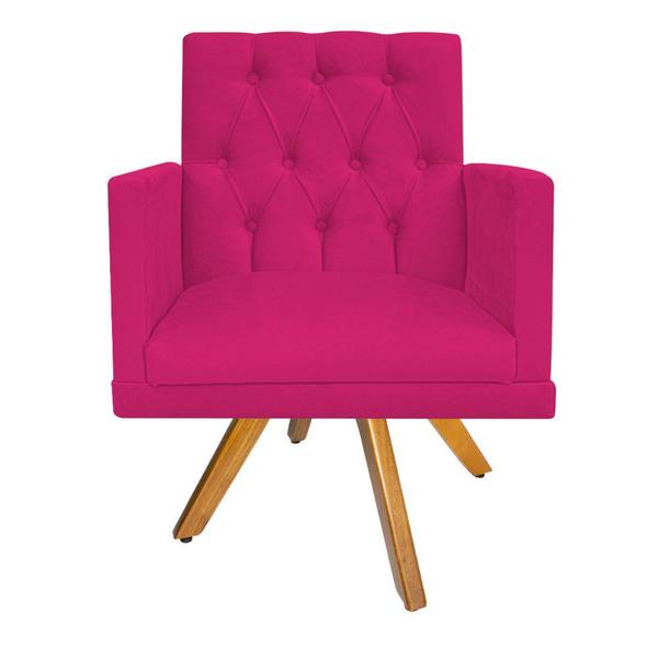 kit 02 Poltronas Nanda Base Giratória de Madeira Suede Pink - KDAcanto Móveis Imagem de kit 02 Poltronas Nanda Base Giratória de Madeira Suede Pink - KDAcanto Móveis