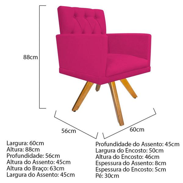 kit 02 Poltronas Nanda Base Giratória de Madeira Suede Pink - KDAcanto Móveis Imagem de kit 02 Poltronas Nanda Base Giratória de Madeira Suede Pink - KDAcanto Móveis