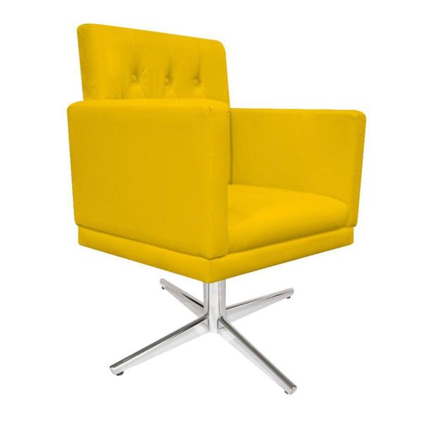 Imagem de kit 02 Poltronas Nanda Base Giratória de Metal Corano Amarelo - DAMAFFÊ MÓVEIS