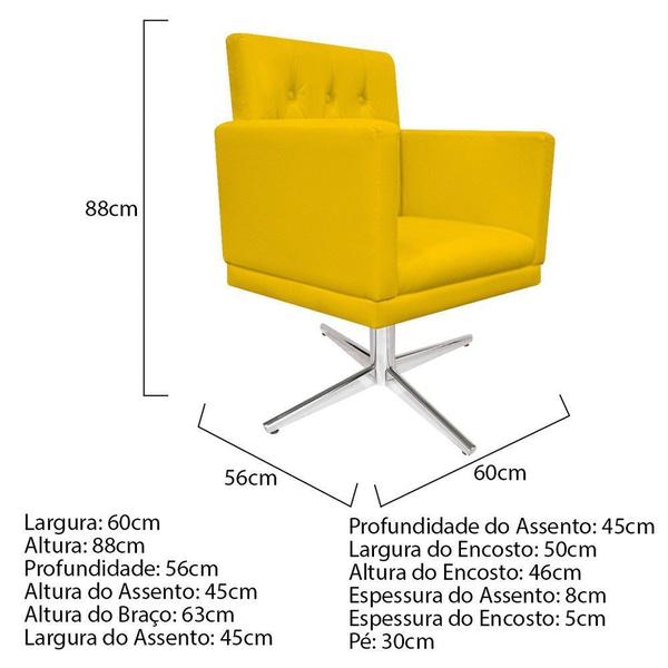 Imagem de kit 02 Poltronas Nanda Base Giratória de Metal Corano Amarelo - KDAcanto Móveis