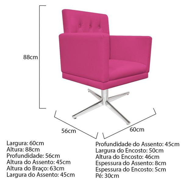 Imagem de kit 02 Poltronas Nanda Base Giratória de Metal Corano Pink - KDAcanto Móveis