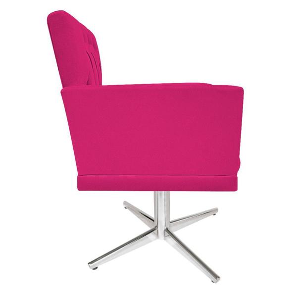 Imagem de kit 02 Poltronas Nanda Base Giratória de Metal Suede Pink - KDAcanto Móveis