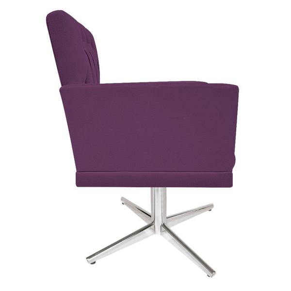 Imagem de kit 02 Poltronas Nanda Base Giratória de Metal Suede Roxo - KDAcanto Móveis