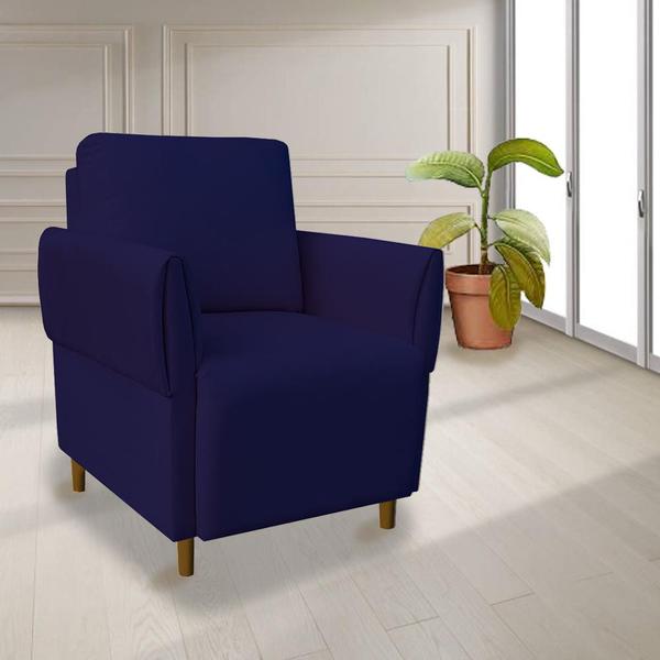 Imagem de Kit 02 Poltronas Nicolle Pés Palito Suede Azul Marinho - D'Classe Decor