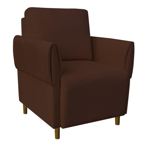 Imagem de Kit 02 Poltronas Nicolle Pés Palito Suede Marrom - D'Classe Decor