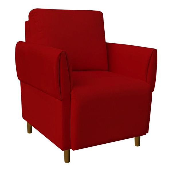 Imagem de Kit 02 Poltronas Nicolle Pés Palito Suede Vermelho  - D'Classe Decor