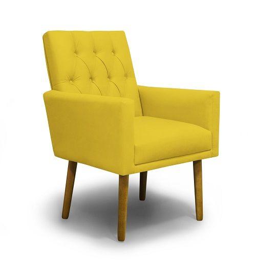 Imagem de Kit 02 Poltronas Nina Retro Suede Amarelo - Meu Lar Decorações