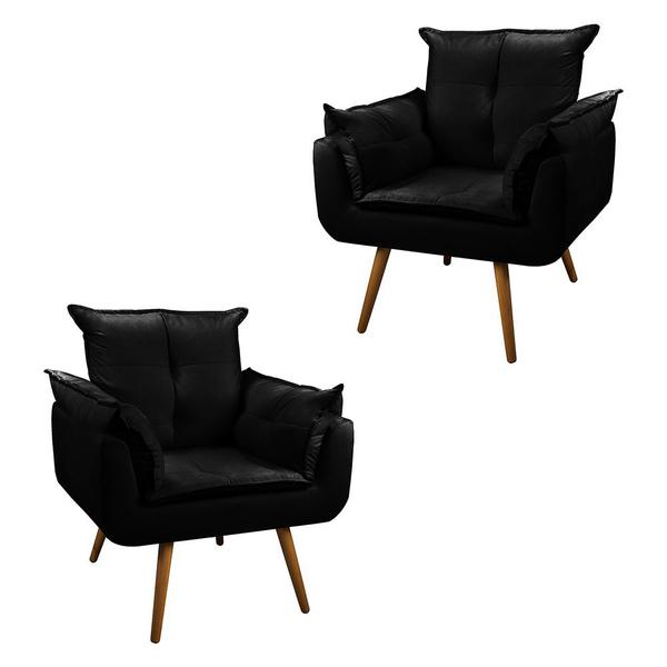 Imagem de Kit 02 Poltronas Opala Decorativa Consultório Preto