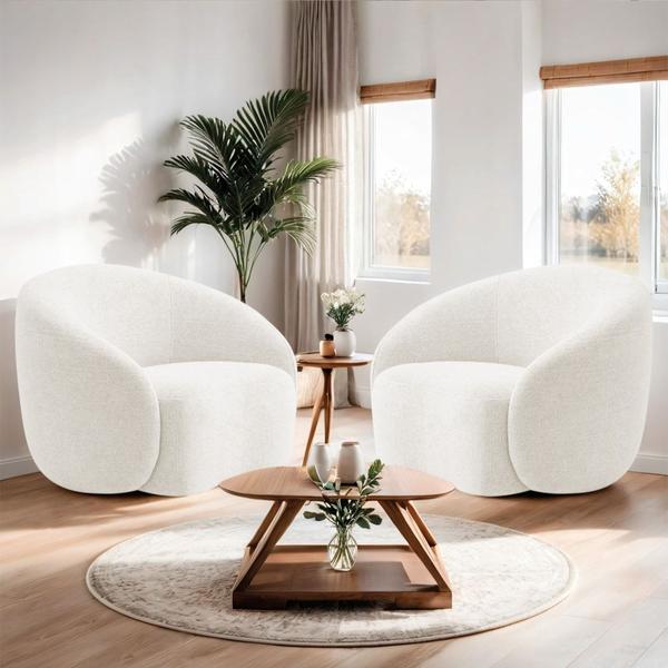 Imagem de Kit 02 Poltronas Orgânica Luxo Recepção Amore Bouclé Branco