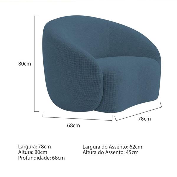 Imagem de Kit 02 Poltronas Orgânica Luxo Recepção Amore Linho Azul Royal