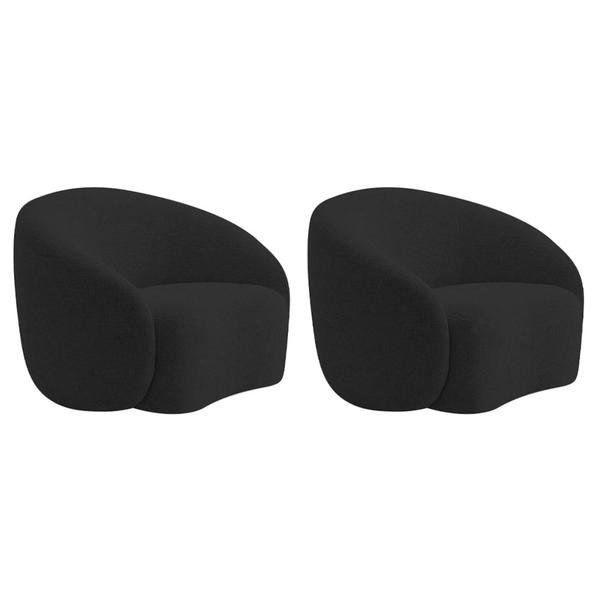 Imagem de Kit 02 Poltronas Orgânica Luxo Recepção Amore Linho Preto - Amarena Móveis