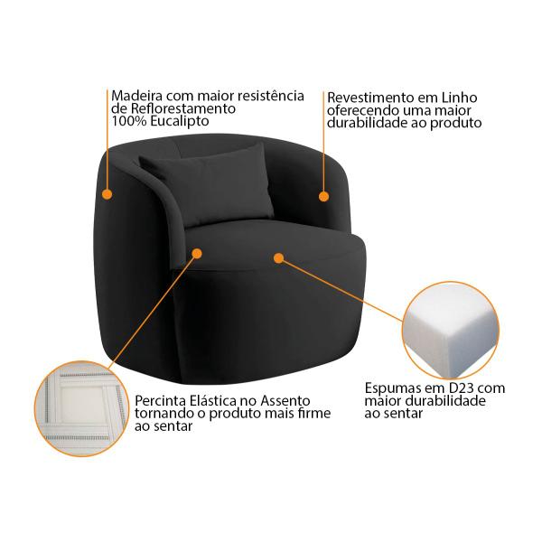 Imagem de Kit 02 Poltronas Orgânica Maitê Luxo Sala Recepção Decorativa Linho