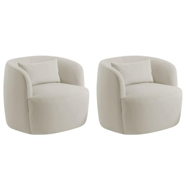 Imagem de Kit 02 Poltronas Orgânica Maitê Luxo Sala Recepção Decorativa Linho Bege