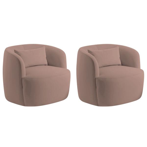 Imagem de Kit 02 Poltronas Orgânica Maitê Luxo Sala Recepção Decorativa Linho