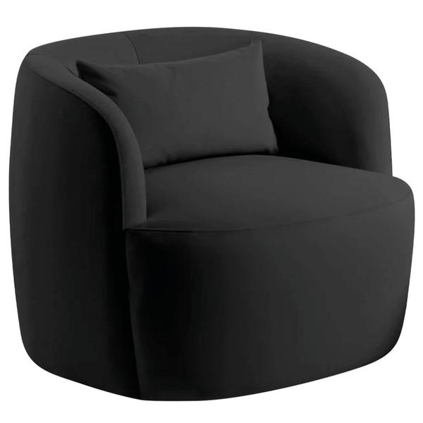 Imagem de Kit 02 Poltronas Orgânica Maitê Luxo Sala Recepção Decorativa Linho Preto