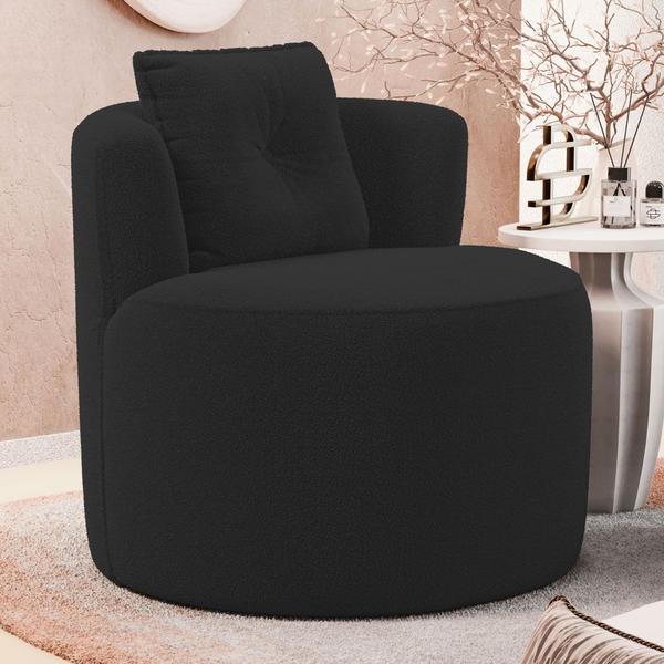 Imagem de Kit 02 Poltronas Orgânicas Living Bob com 01 Almofada Bouclê Preto - Abmaza