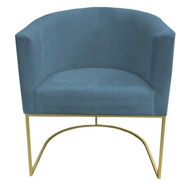 Imagem de Kit 02 Poltronas Paola Base de Ferro Sued Azul Tiffany - D'Classe Decor