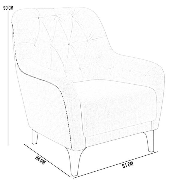 Imagem de Kit 02 Poltronas Para Sala De Estar Com Tachas Base Fixa Blenda M03 Linho Bege - Lyam Decor