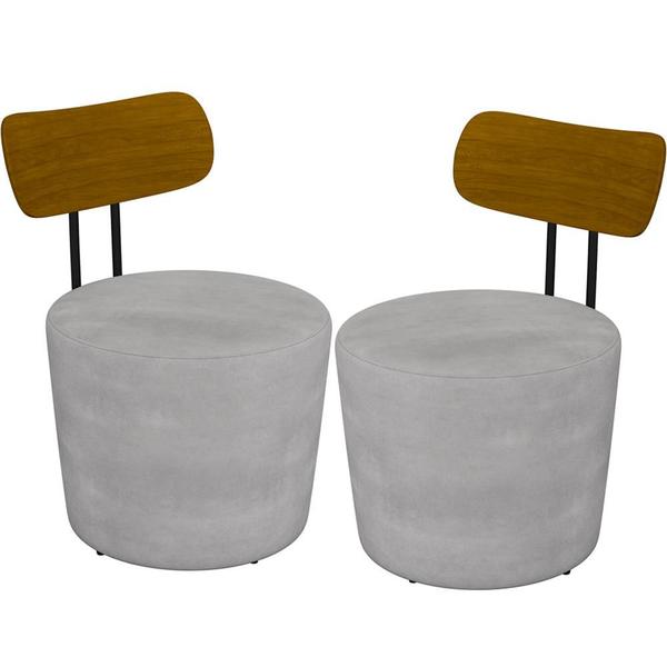 Imagem de Kit 02 Poltronas Para Sala De Estar Decorativa Base Fixa Luara M03 Veludo Cinza - Lyam Decor