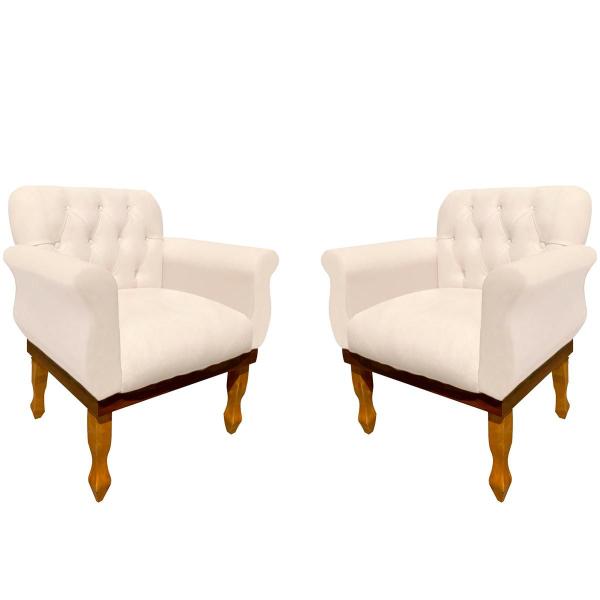 Imagem de Kit 02 Poltronas Para Sala de Estar Decorativa Cadeira Estofada Capitonê Quarto Recepção Escritório