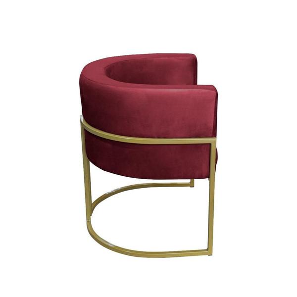 Imagem de Kit 02 Poltronas para Sala Decorativa Luna Base Ferro Dourado Veludo Marsala