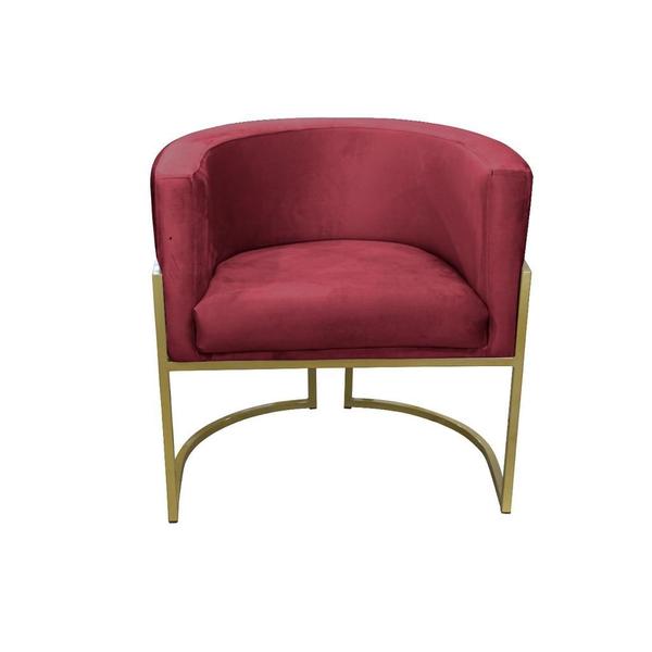 Imagem de Kit 02 Poltronas para Sala Decorativa Luna Base Ferro Dourado Veludo Marsala