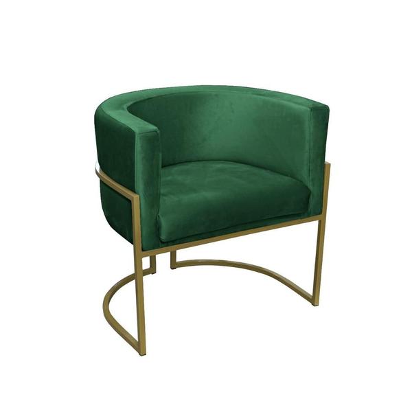 Imagem de Kit 02 Poltronas para Sala Decorativa Luna Base Ferro Dourado Veludo Verde