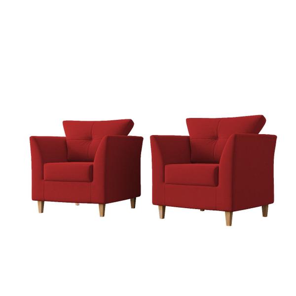 Imagem de Kit 02 Poltronas Para Sala Decorativas Isis Suede Vermelho