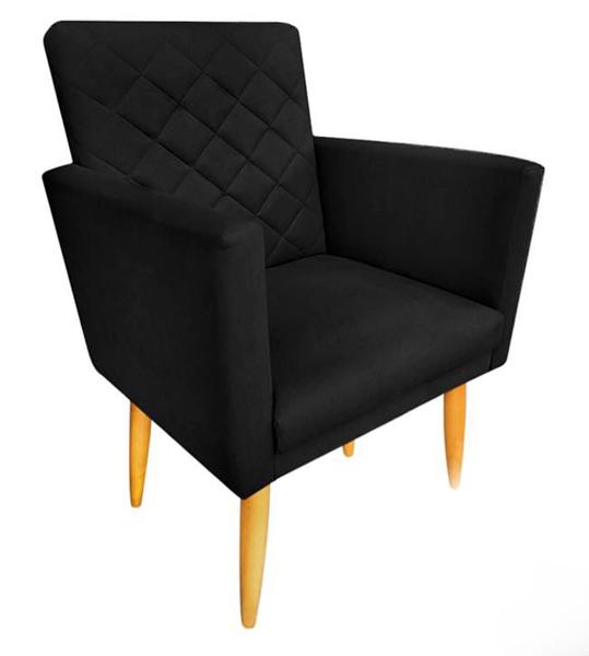 Imagem de Kit 02 Poltronas+Puff Maitê Suede Preto para sala e recepção