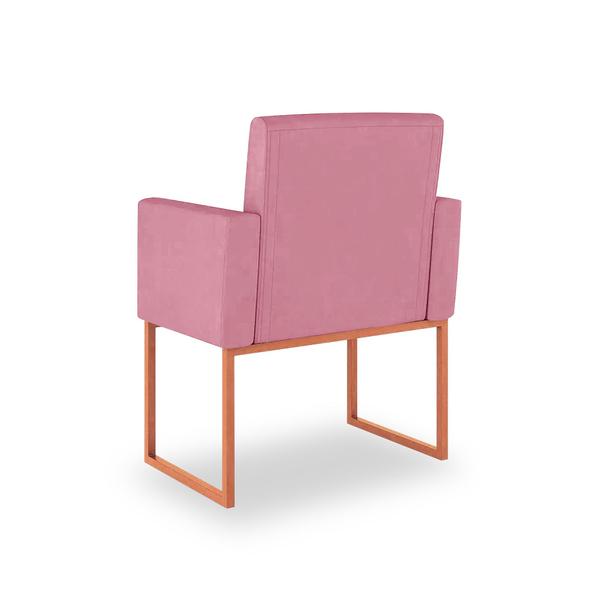 Imagem de Kit 02 Poltronas Recepção salão cor Rosa - Base Ferro Rosé