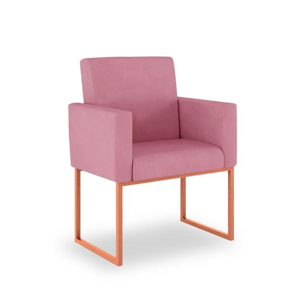 Imagem de Kit 02 Poltronas Recepção salão cor Rosa - Base Ferro Rosé