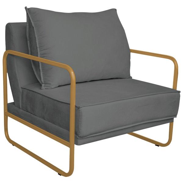 Imagem de Kit 02 Poltronas Sevilha Base de Ferro Dourado Sintético - ADJ Decor