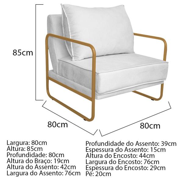 Imagem de Kit 02 Poltronas Sevilha Base de Ferro Dourado Sintético - Amarena Móveis