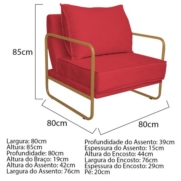 Imagem de Kit 02 Poltronas Sevilha Base de Ferro Dourado Suede - ADJ Decor