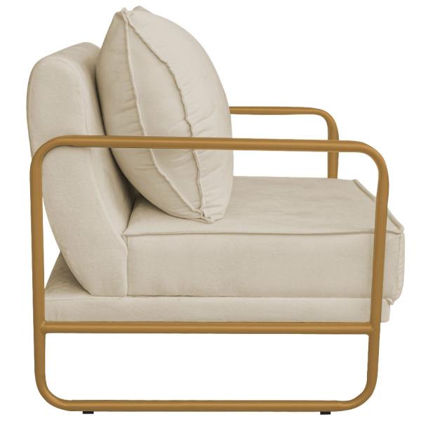 Imagem de Kit 02 Poltronas Sevilha Base de Ferro Dourado Suede - Doce Sonho Móveis