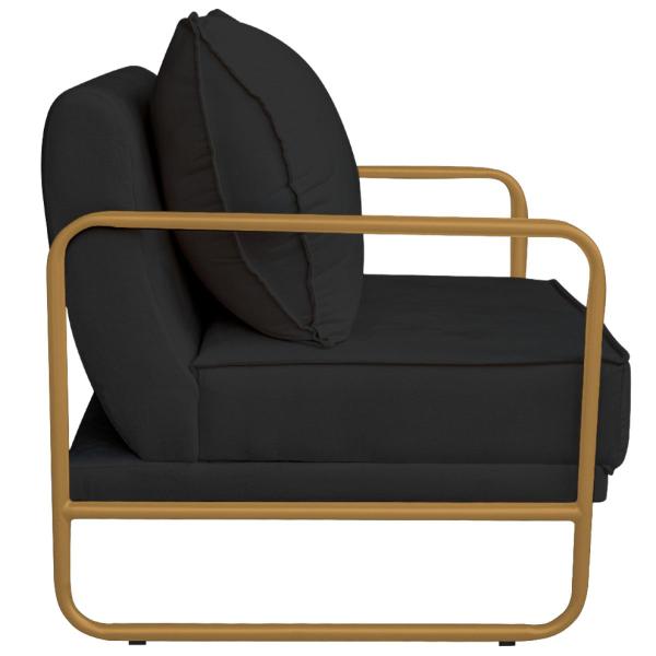 Imagem de Kit 02 Poltronas Sevilha Base de Ferro Dourado Suede - Doce Sonho Móveis