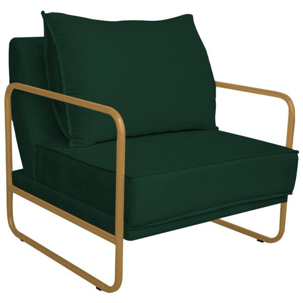 Imagem de Kit 02 Poltronas Sevilha Base de Ferro Dourado Suede - Doce Sonho Móveis