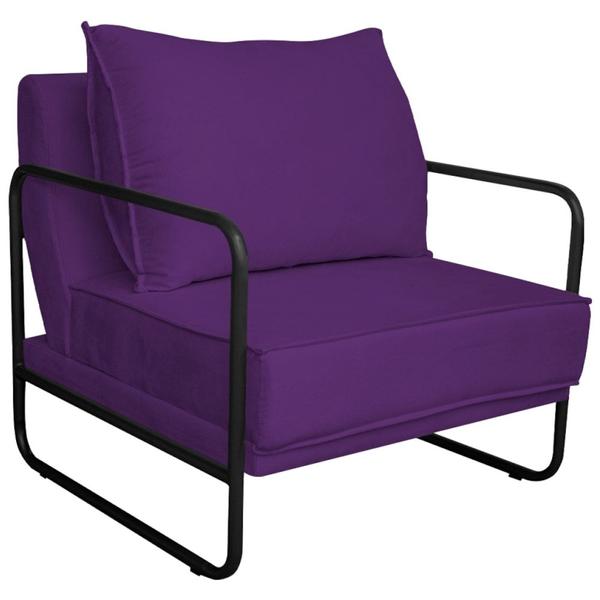 Imagem de Kit 02 Poltronas Sevilha Base de Ferro Preta Suede Roxo